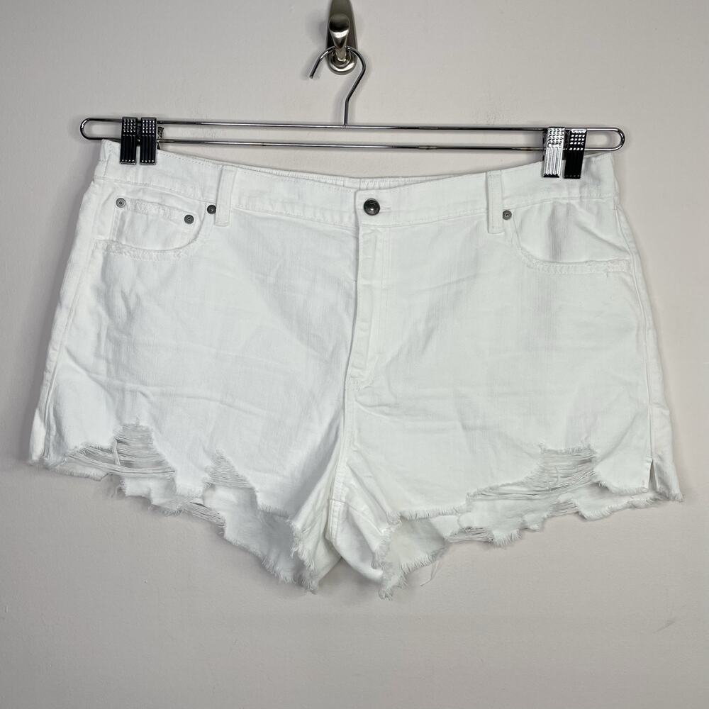 Aerie Daydream Distressed Comfy Denim Jean Shorts cutoffs White plus XXL 20